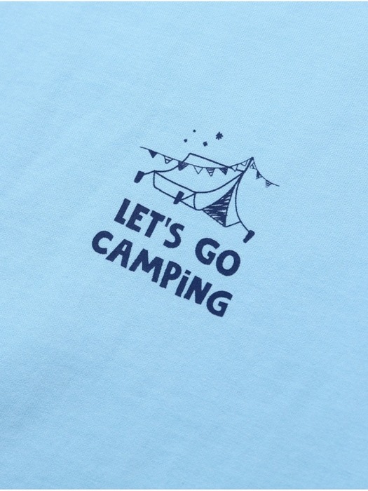 남녀공용 캠핑 드로잉 반소매 티셔츠[BLUE](UA5ST1A_43)