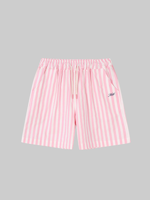 Striped Banding Cotton Shorts (new pink)