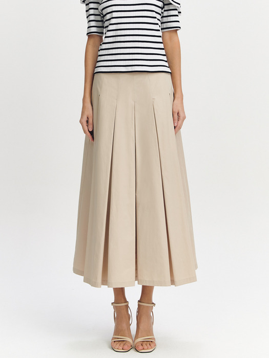 Inverted Pleats Skirt BEIGE