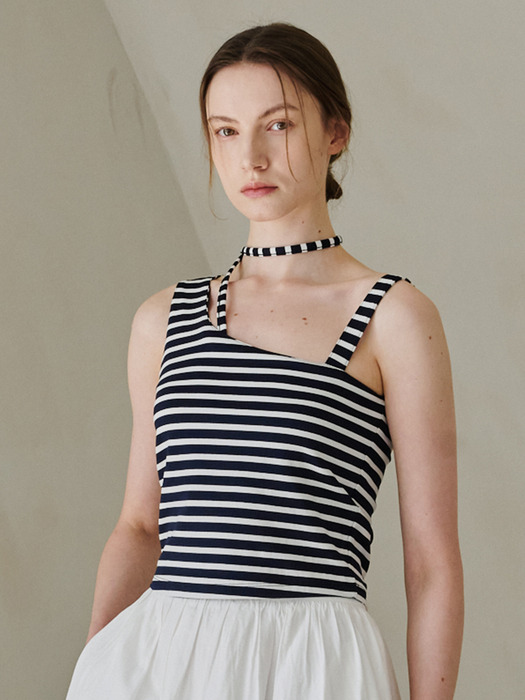 Unbalanced Tie Top - Navy