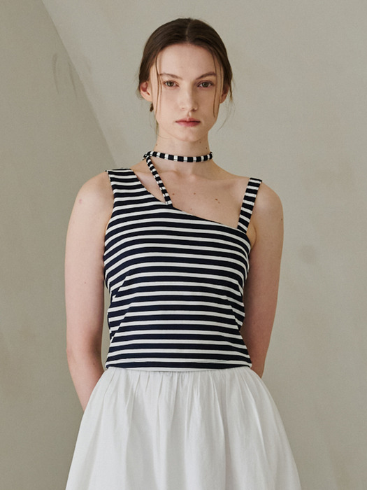 Unbalanced Tie Top - Navy