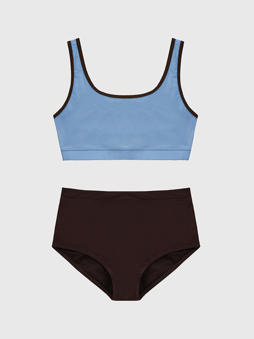 Modern Color Combination Swim Bikini Bra Top_BLUE