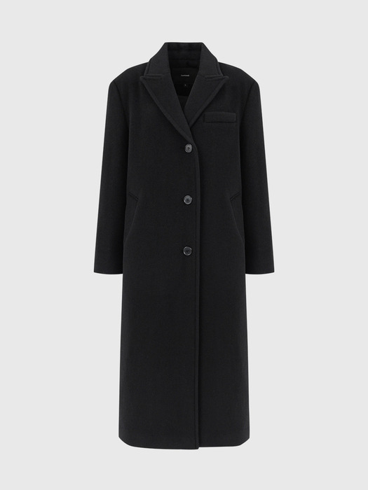 베인 울 세미 더블 롱 코트 / VEIN WOOL SEMI DOUBLE LONG COAT_3colors