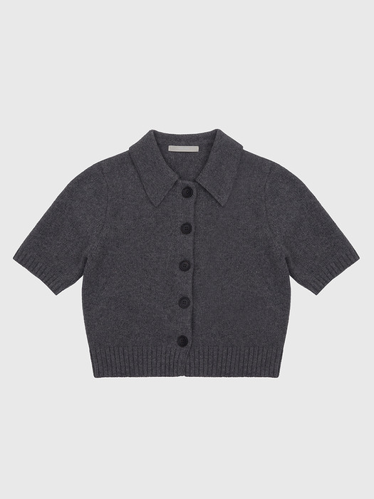 Yak Collared Half-sleeved Wool Knit Cardigan_Jacket