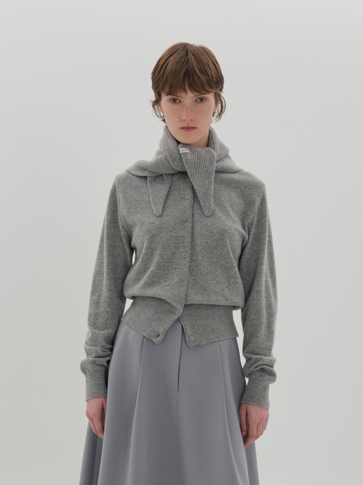 le conte cardigan + wool scarf set_hush gray