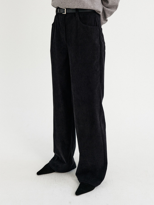 모아 코듀로이 스트레이트 팬츠_블랙 / MOA CORDUROY STRAIGHT PANTS_BLACK