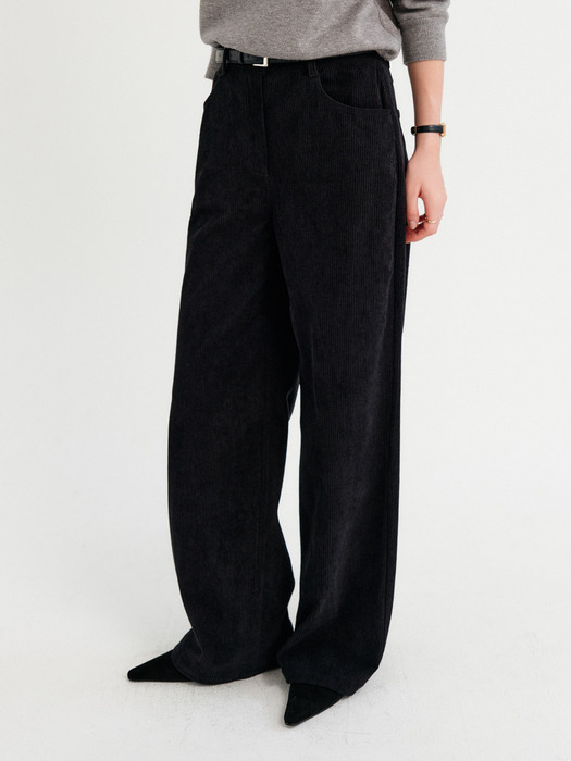 모아 코듀로이 스트레이트 팬츠_블랙 / MOA CORDUROY STRAIGHT PANTS_BLACK