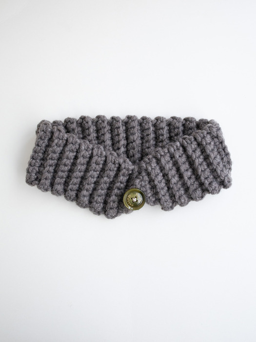 Wool blend knit ear warmer and hairband (Brown grey)