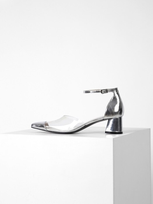 TRANSPARENT STRAP SLINGBACK - SILVER