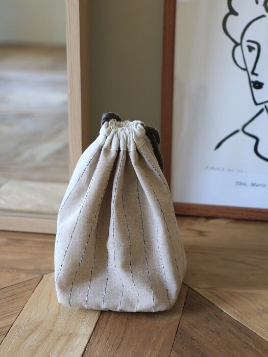 Linen pouch bag _beige