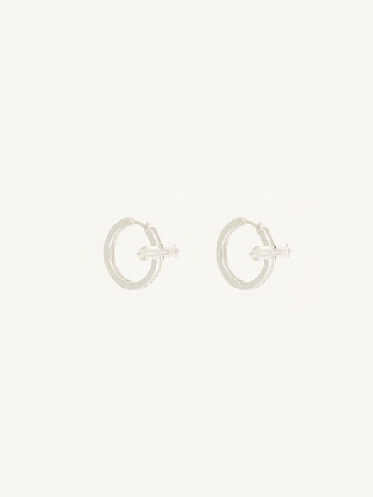 Crossed Ring Earrings [ Silver ]