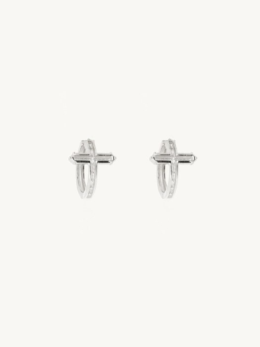 Crossed Ring Earrings [ Silver ]