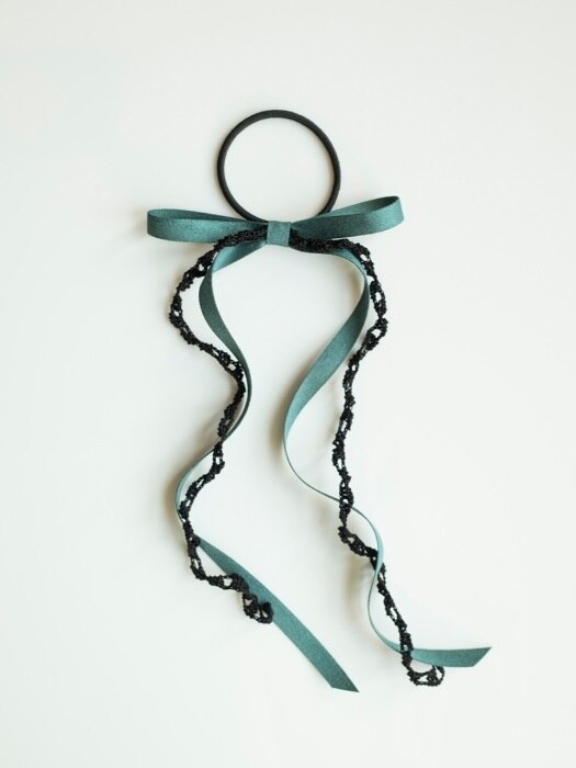 [단독] Hair ribbon knit tie (Blue green)