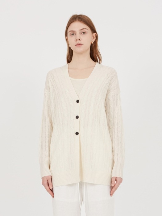 EMILA PURE CASHMERE CARDIGAN, IVORY