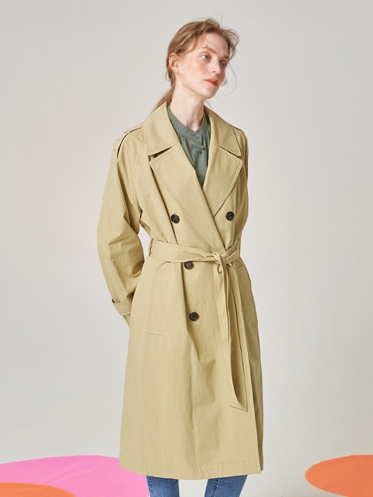 EYELET TRENCH COAT_BEIGE&BEIGE