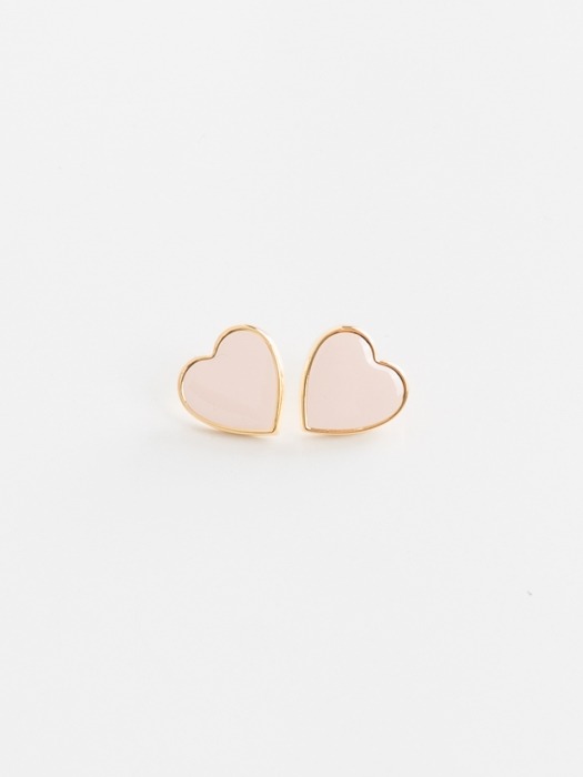 Gold Plated Heart Earrings : Beige