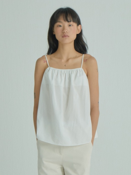 Strappy Shirring Top_White