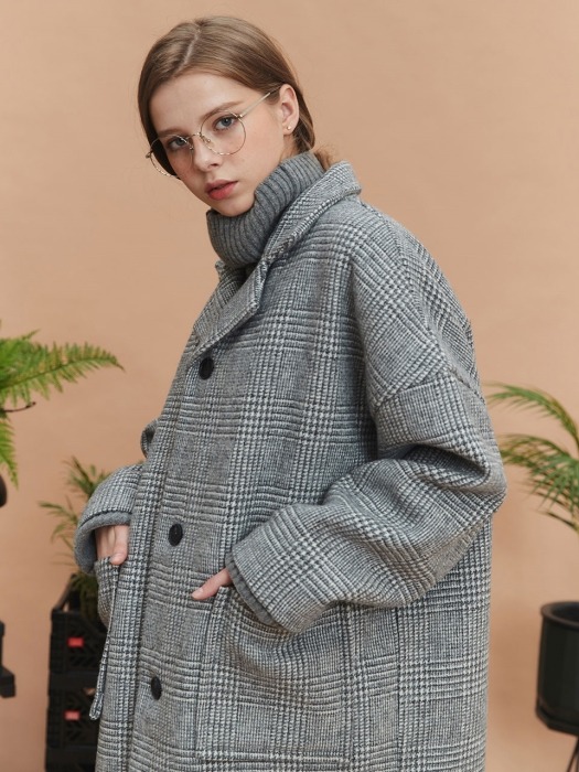 check over long coat (gray)