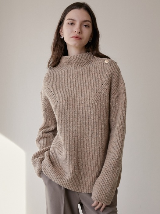 comos288 wool silk turtleneck  knit (beige)