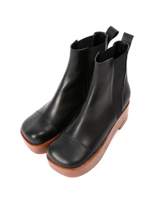 PA007 Bk Stack Chelsea boots 