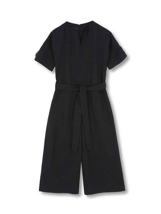 Wide Silhouette Jump-suit [Black]