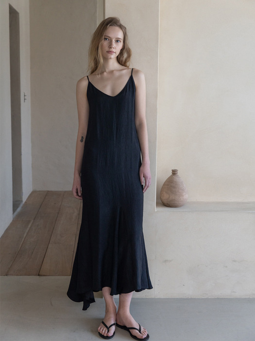 Asymmetric Slip Dress_Black