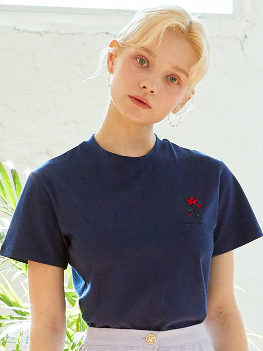 AMR1043 flower T-shirt (navy)