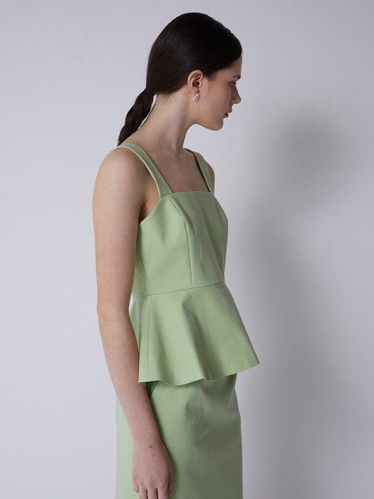 flared sleeveless top_lime