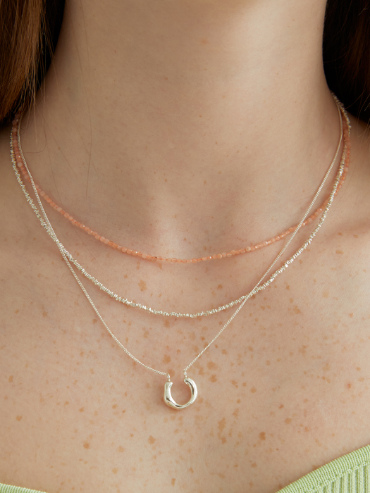 Layered stone Necklace (Peach, Blue)