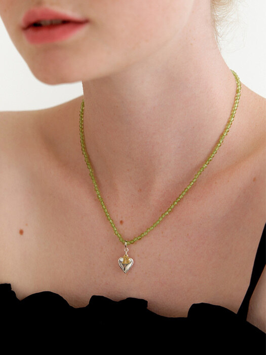 peridot 2way initial necklace (Silver 925)