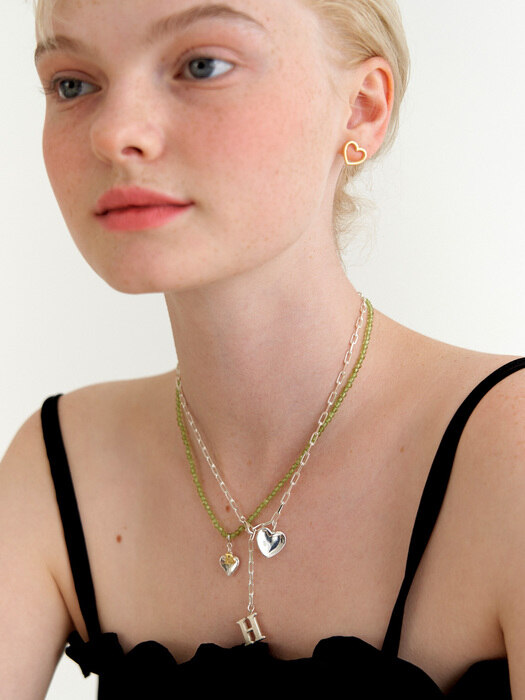peridot 2way initial necklace (Silver 925)