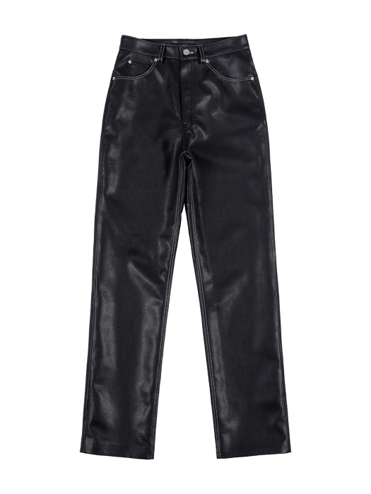 Stitch Faux Leather Pants in Black_VL0AL2040
