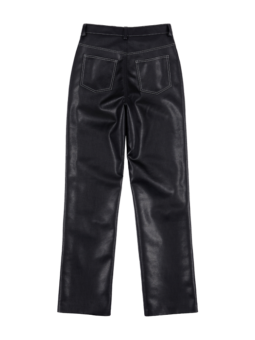 Stitch Faux Leather Pants in Black_VL0AL2040