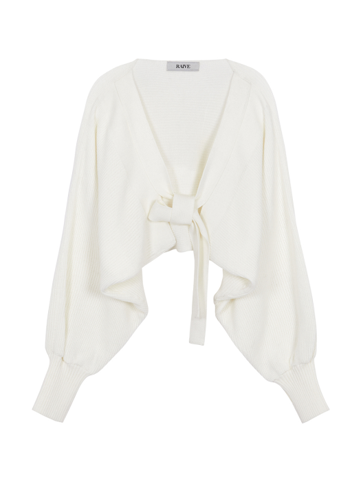 Ribbon Bolero Cardigan in Ivory_VK0AD2370