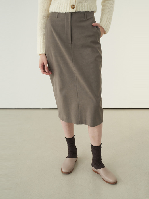 Bonding high waist skirt (sepia)