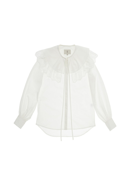 [N]SINSA Wide eyelet collar blouse (Off white)