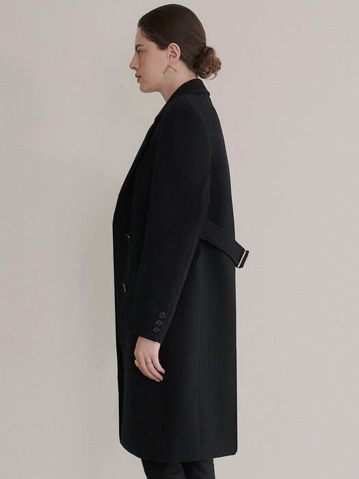 Black Slim Double-Breasted Coat