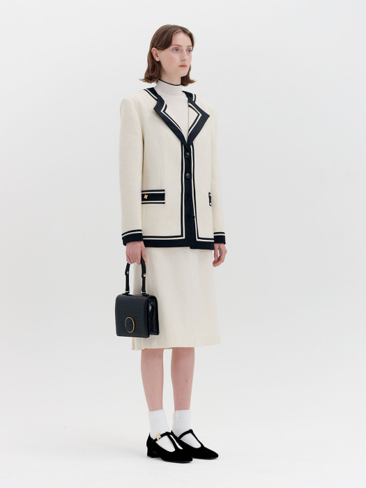 QUINTANA Contrasted-Trim Jacket - Ivory