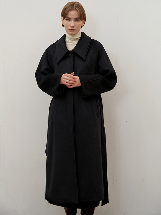 Wool raglan coat - Black