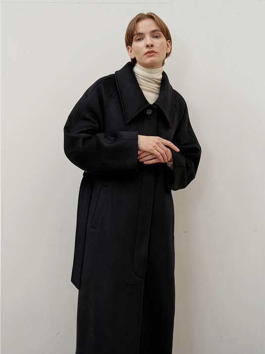 Wool raglan coat - Black