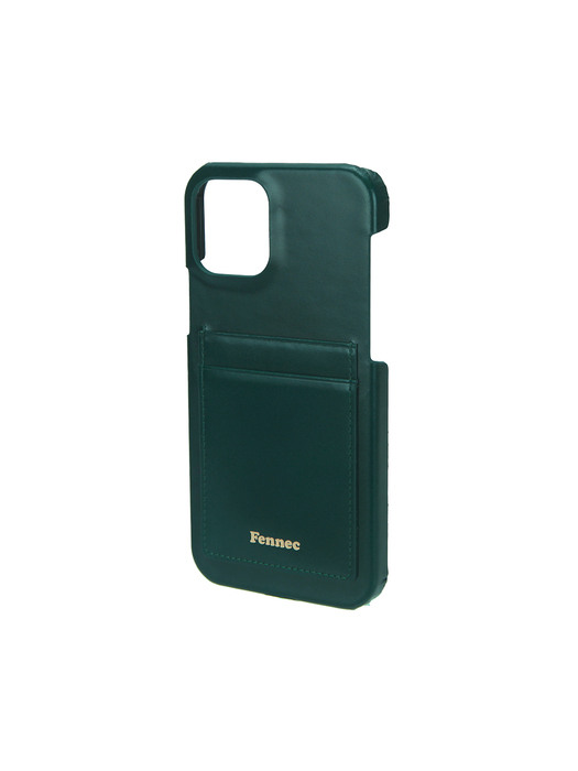 LEATHER IPHONE 12 / 12 PRO CARD CASE - MOSS GREEN