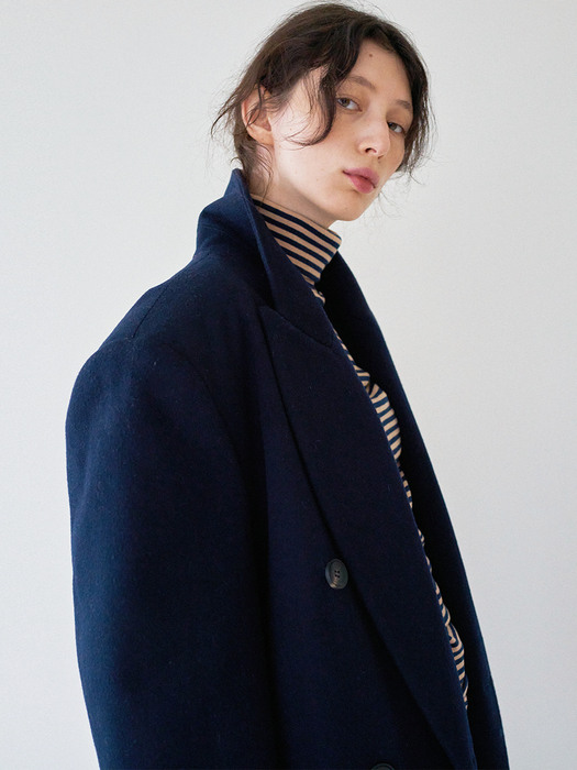 LTG7 DOUBLE-BREASTED WOOL COAT(NAVY)