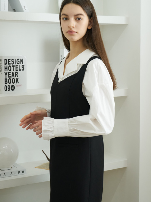 comos492 one-button point blouse (white)