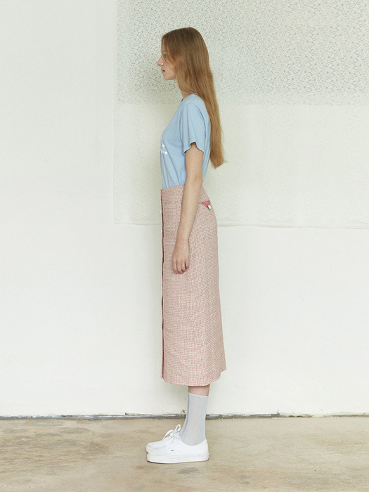 Buttoned Tweed Long Skirt