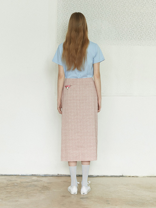 Buttoned Tweed Long Skirt