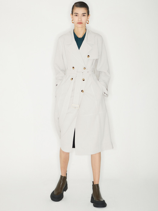 DOUBLE STITCH TRENCH COAT_LIGHT BEIGE