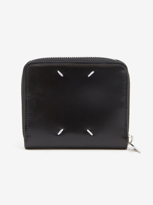 [UNISEX] 20FW STITCH ZIP AROUND HALF WALLET BLACK S55UI0197 P2714 T8013