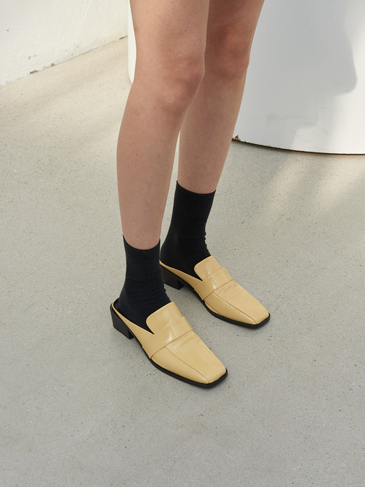 Louis Mules Leather Butter Yellow