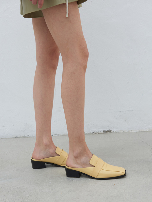 Louis Mules Leather Butter Yellow