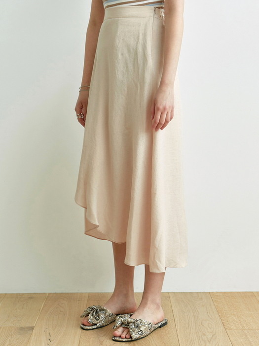 FRILL FLARE SKIRT_BEIGE